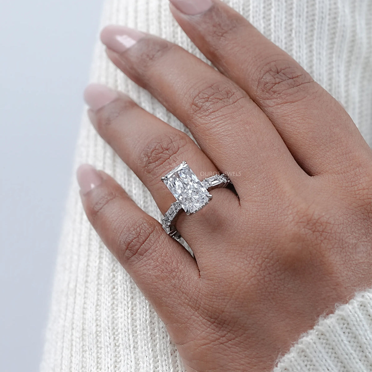 Radiant Cut Lab Diamond Engagement Ring Ring
