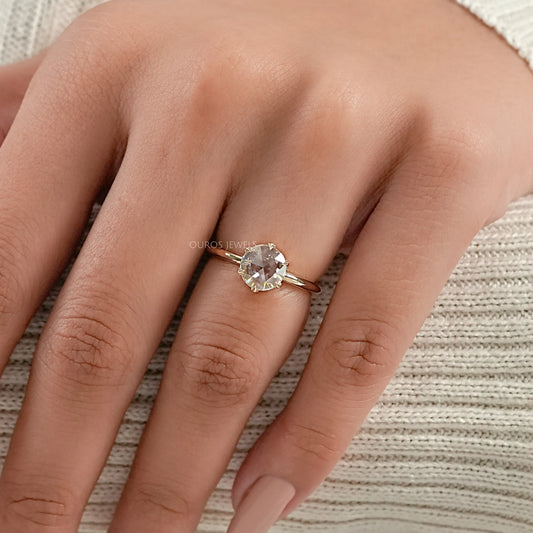 Rose Cut Round Diamond Solitaire Ring