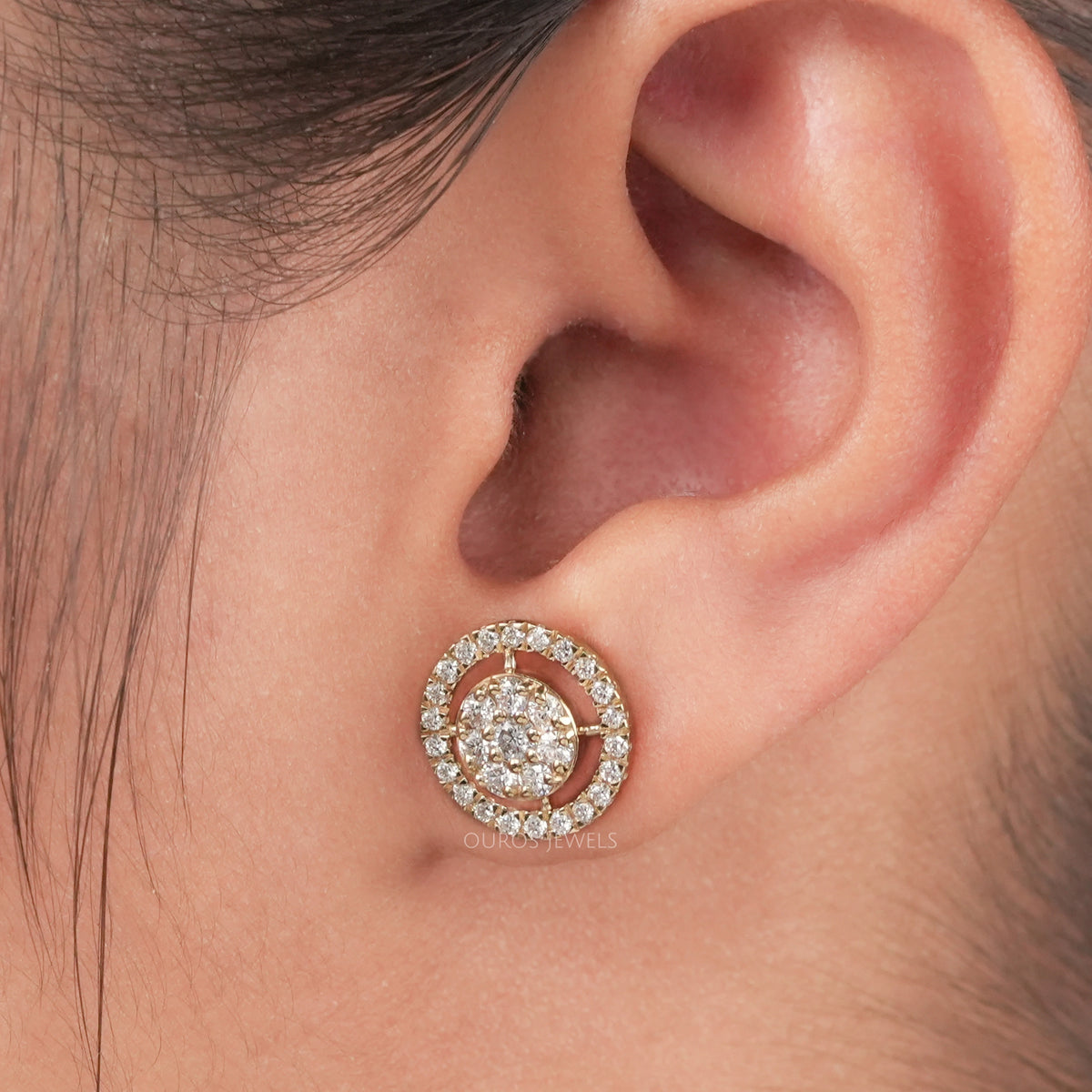 Brilliant Round Cut Lab Diamond Halo Stud Earrings Earring