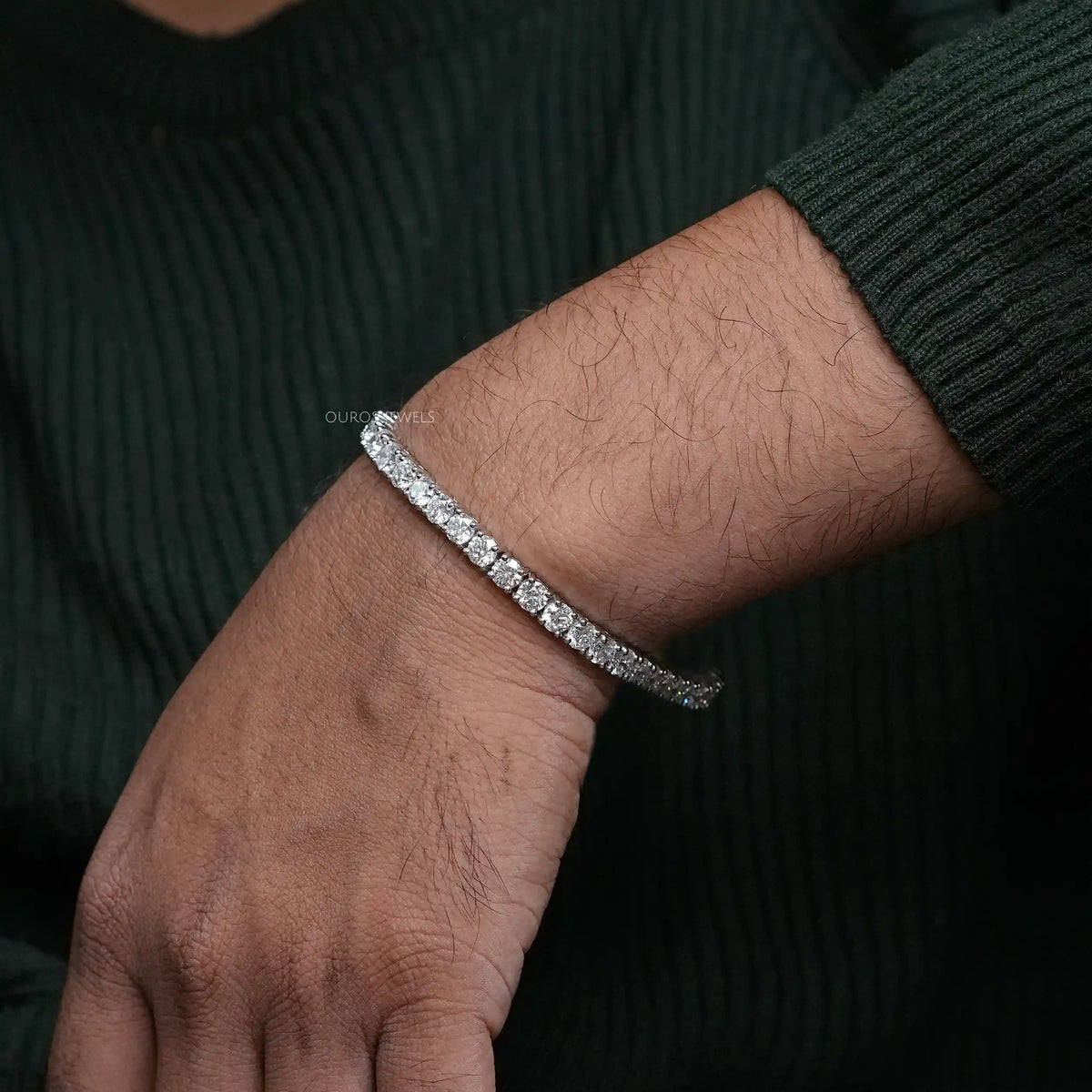 Round Cut Lab Diamond Men's Bracelet Bracelet