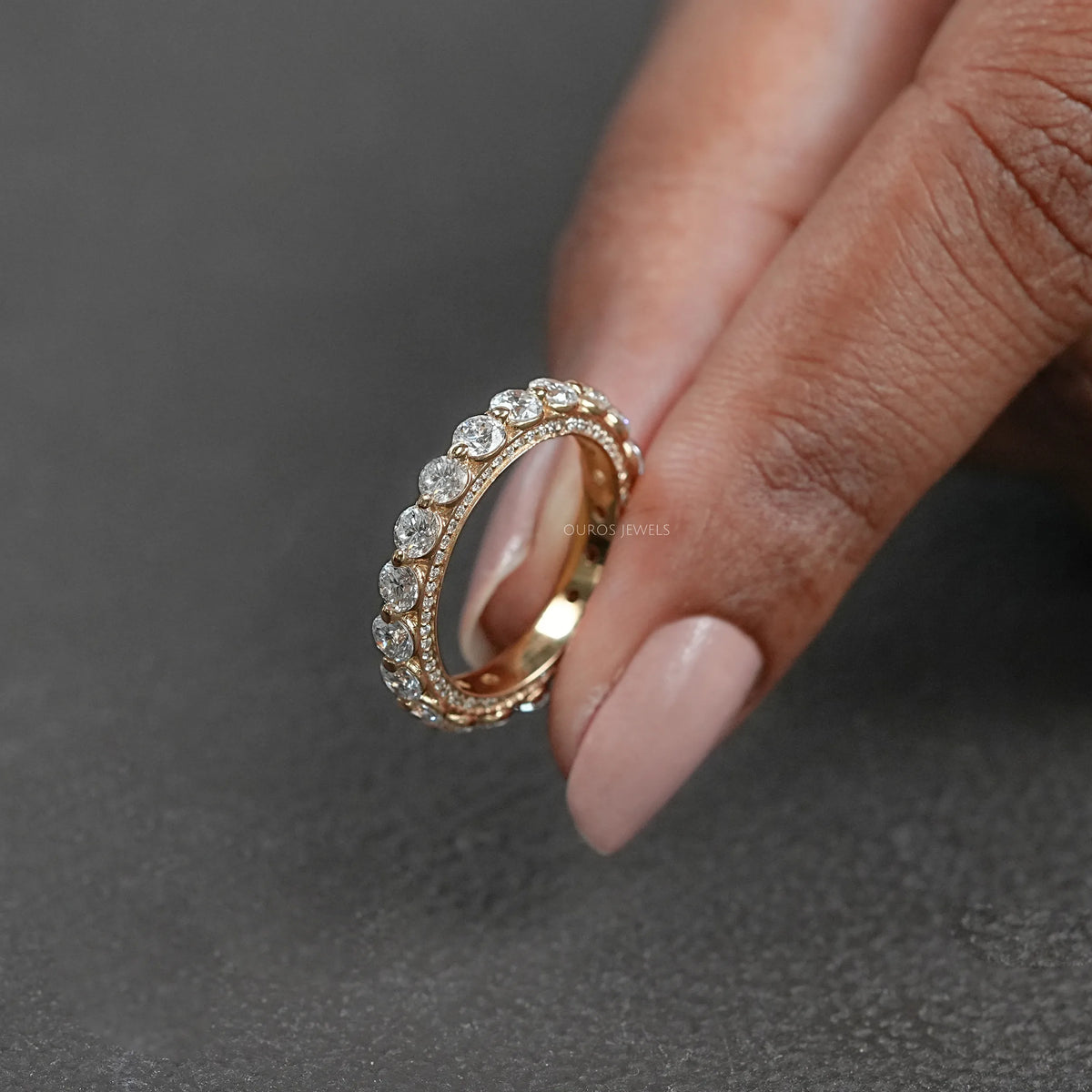 Round Diamond Hidden Eternity Wedding Band