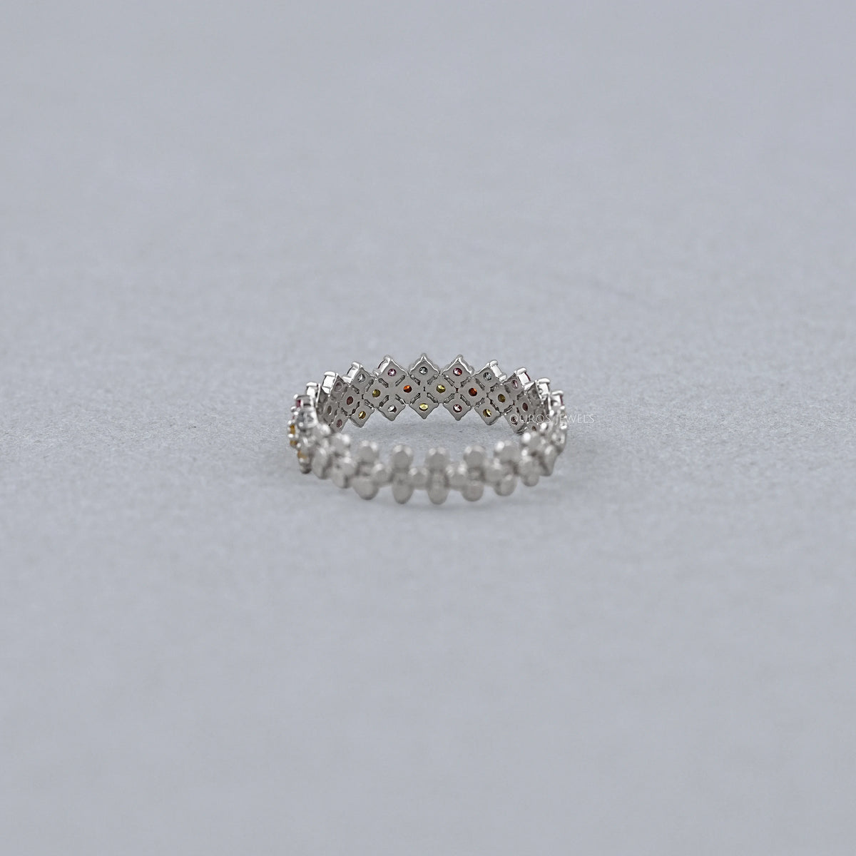 Fancy Color Round Cut Half Wedding Band