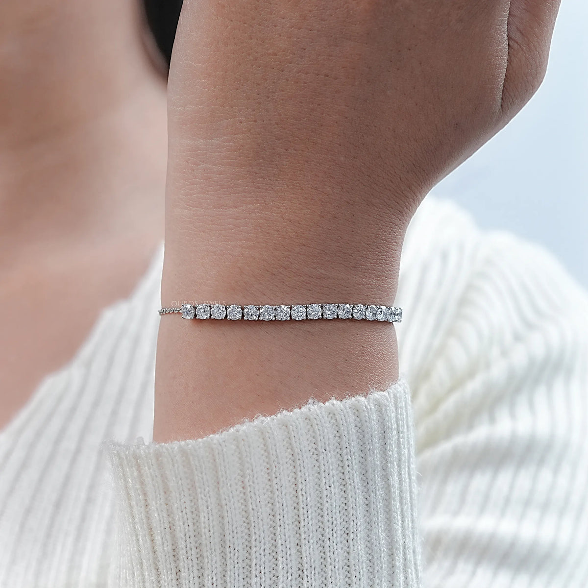 Round Cut Lab Diamond Half Tennis Bracelet Bracelet