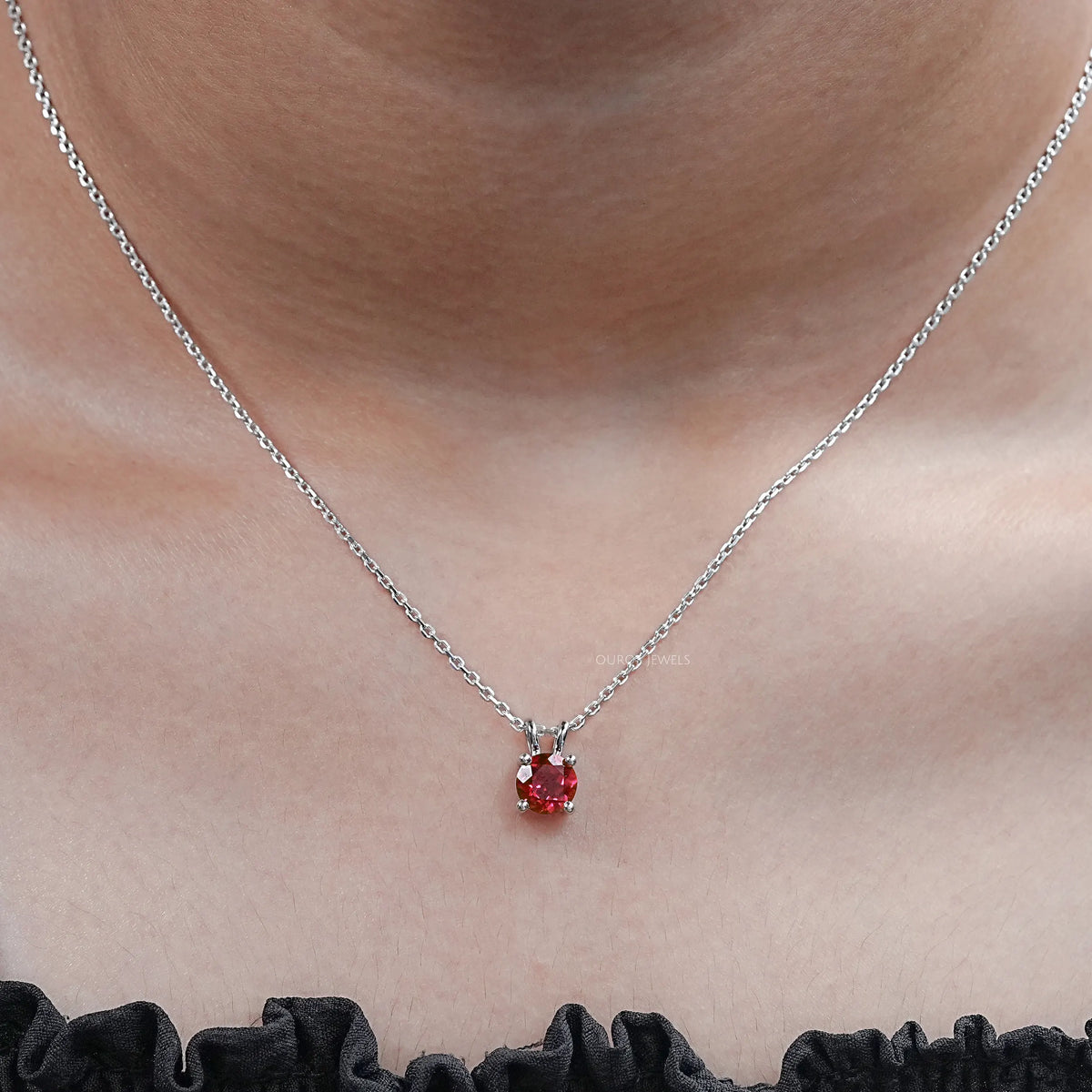 Round Cut Solitaire Gemstone Pendant