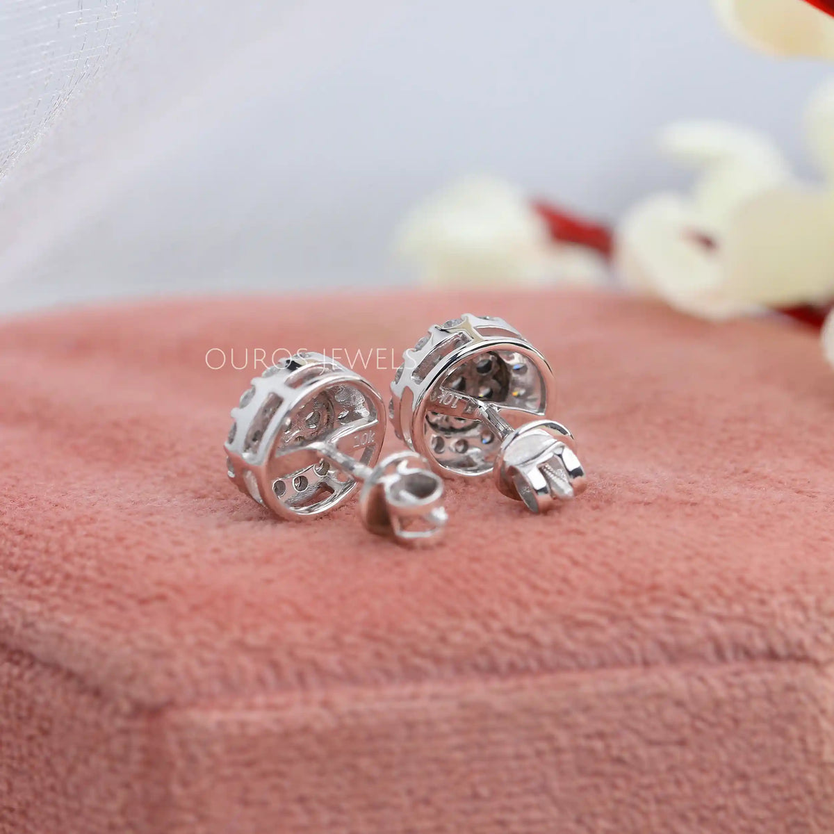 Cluster Round Cut Lab Grown Diamond Stud Earrings Earring