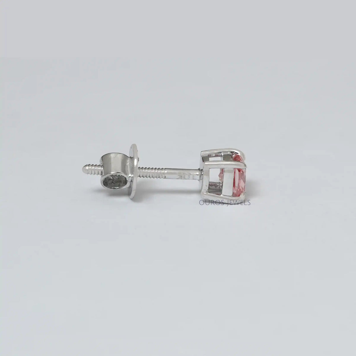 Pink Cushion Cut Single Stud Earring Earring