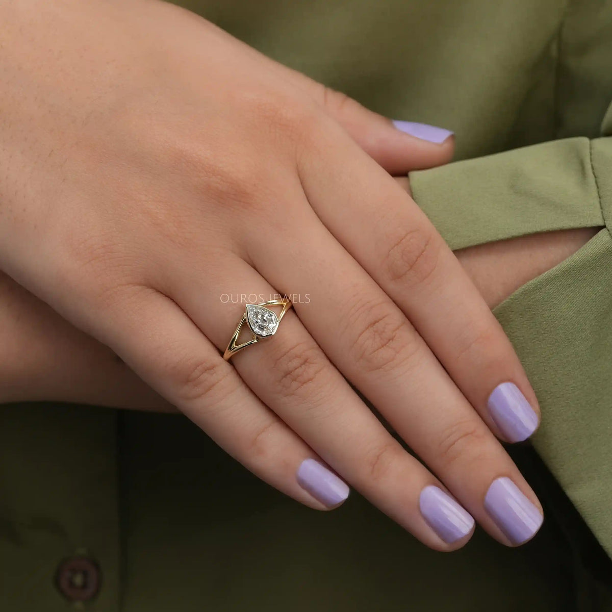 Step Cut Pear Diamond Engagement Ring Ring