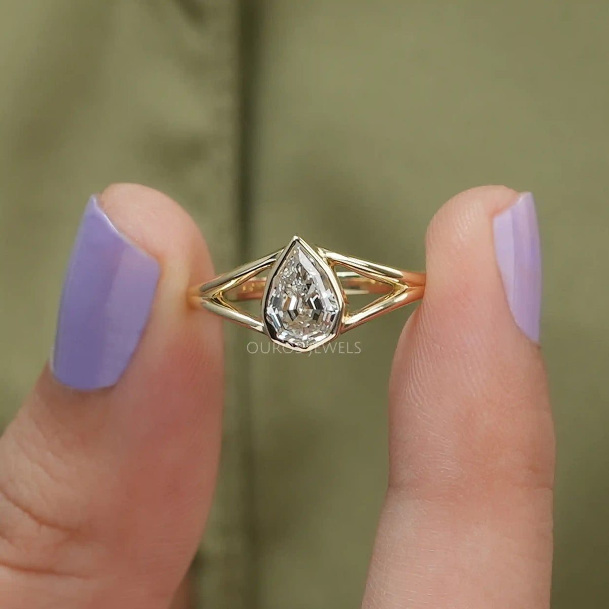 Step Cut Pear Diamond Engagement Ring Ring