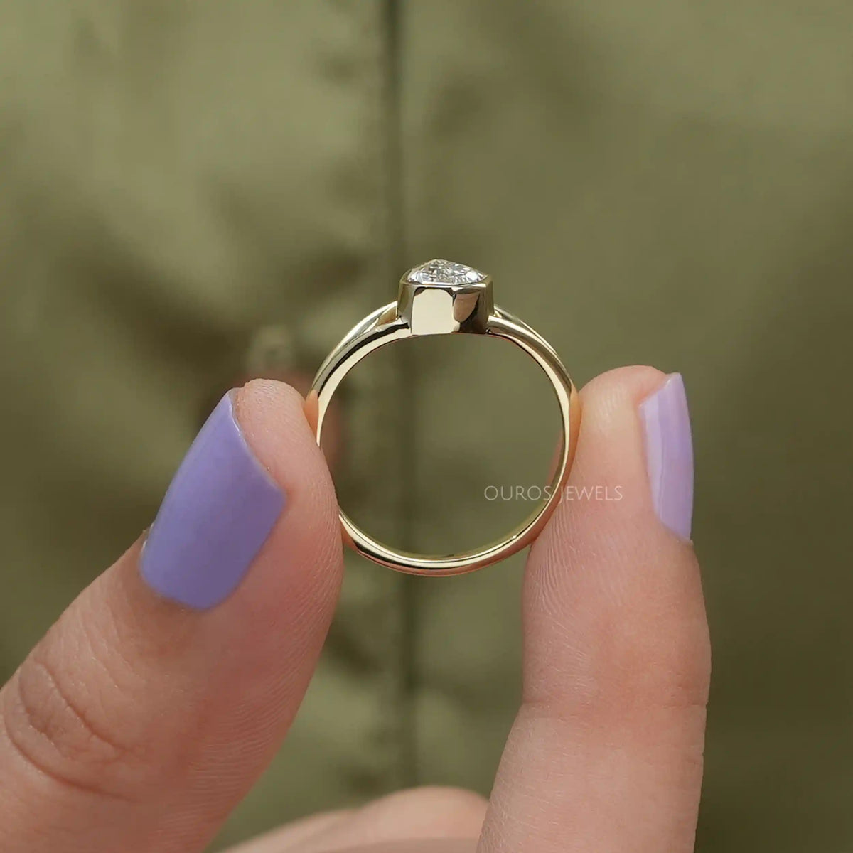 Step Cut Pear Diamond Engagement Ring Ring