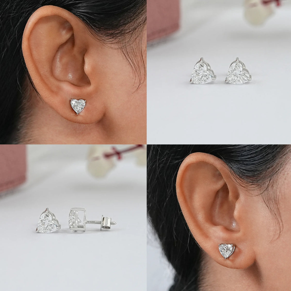 IGI Certified Heart Cut Lab Grown Diamond Stud Earring