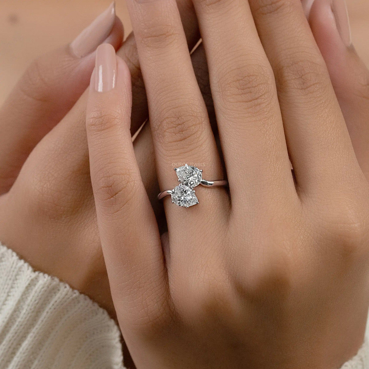 Dual Pear Diamond Bypass Engagement Ring Ring