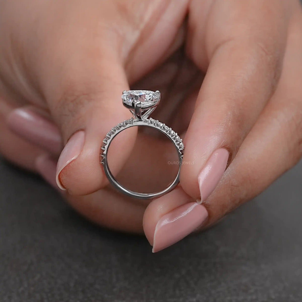 Certified Heart Shaped Diamond Solitaire Accent Ring Rings