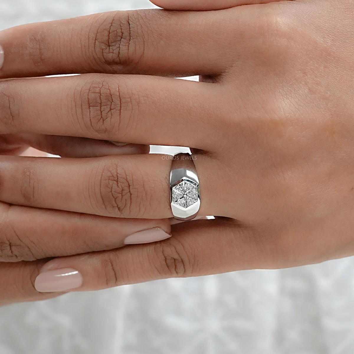 Triangle Lab Diamond Wedding Band