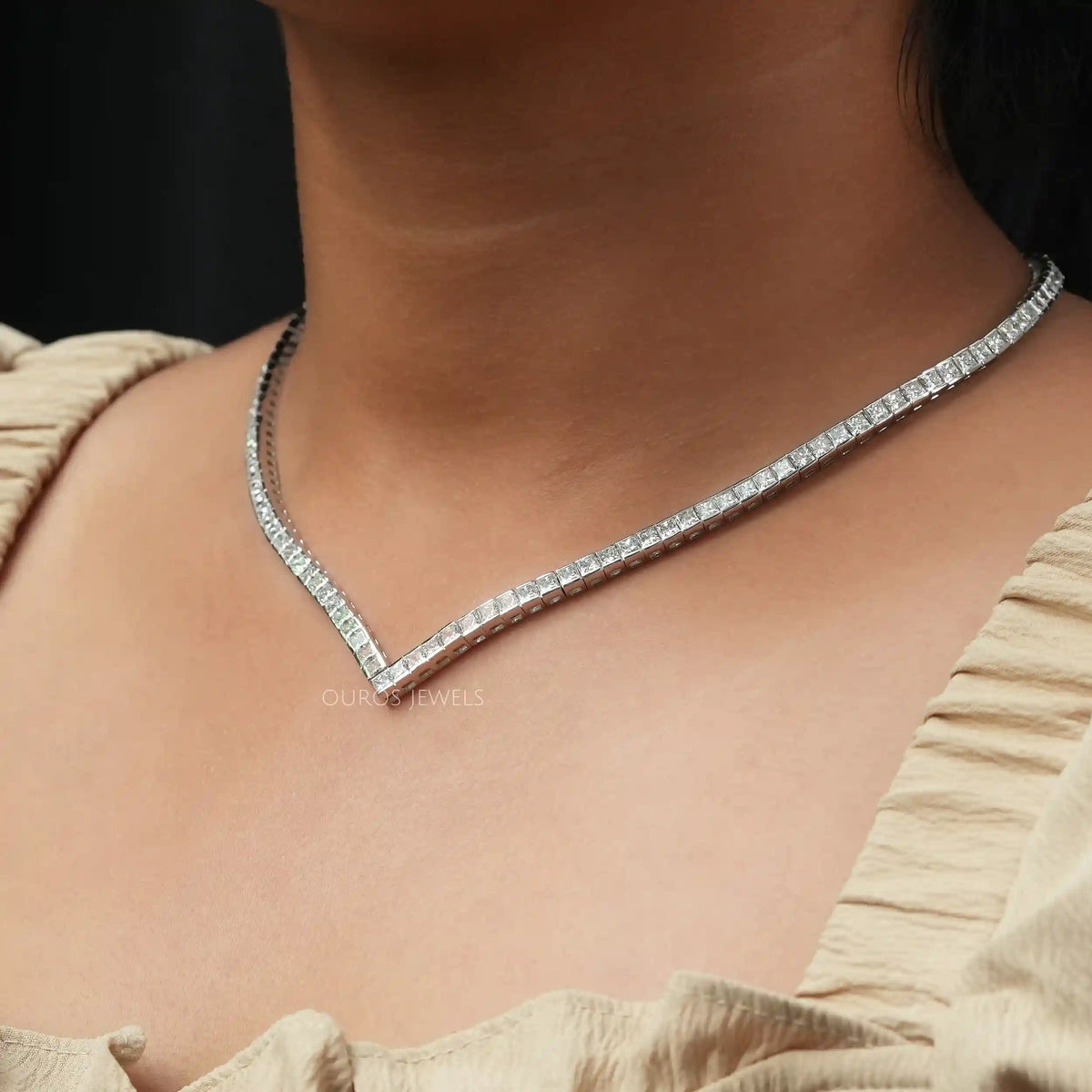 Princess Cut Tennis Necklace Necklaces