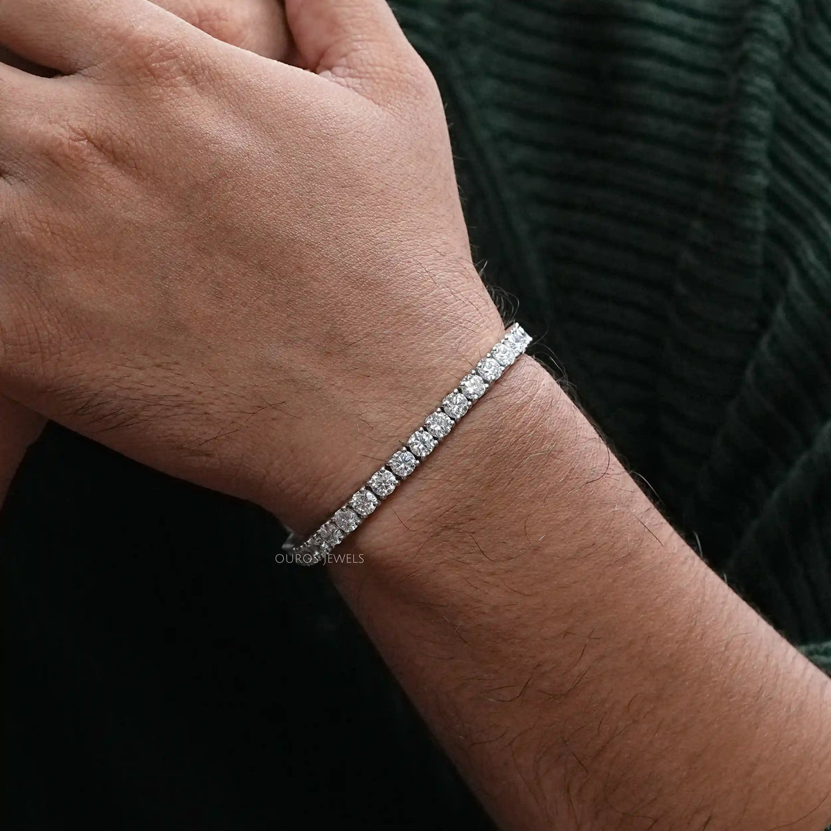 Round Cut Lab Diamond Men's Bracelet Bracelet