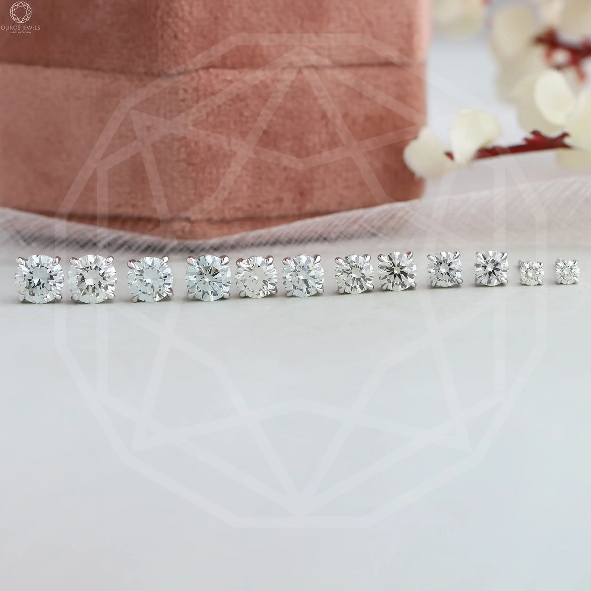 Round Shape Light Green Lab Diamond Stud Earring