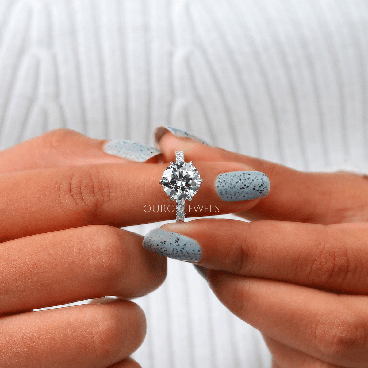 Six Prong Round Lab Grown Diamond Solitaire Ring Rings
