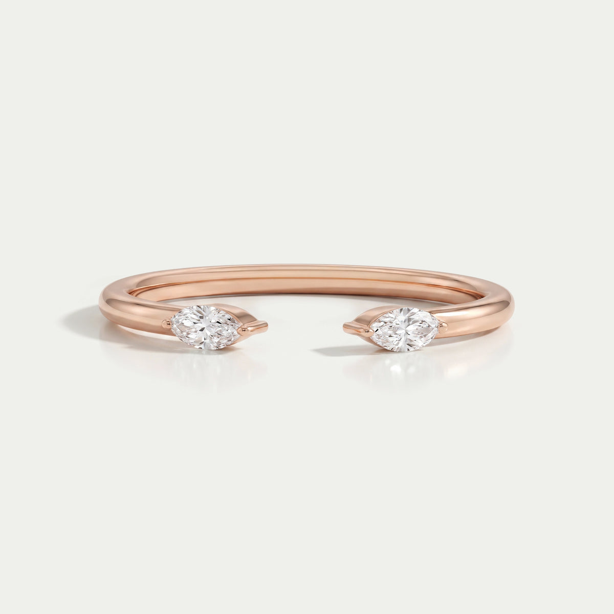 Open Cuff Two Stone Marquise Diamond Dainty Ring Rings