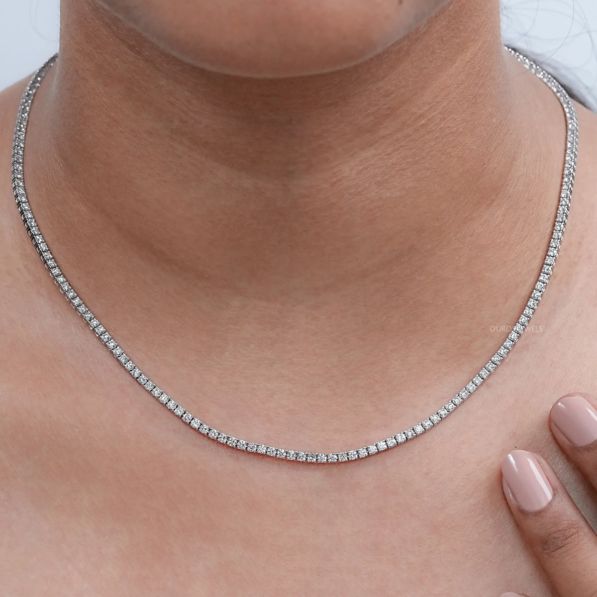 Lab Grown Round Diamond Tennis Necklace