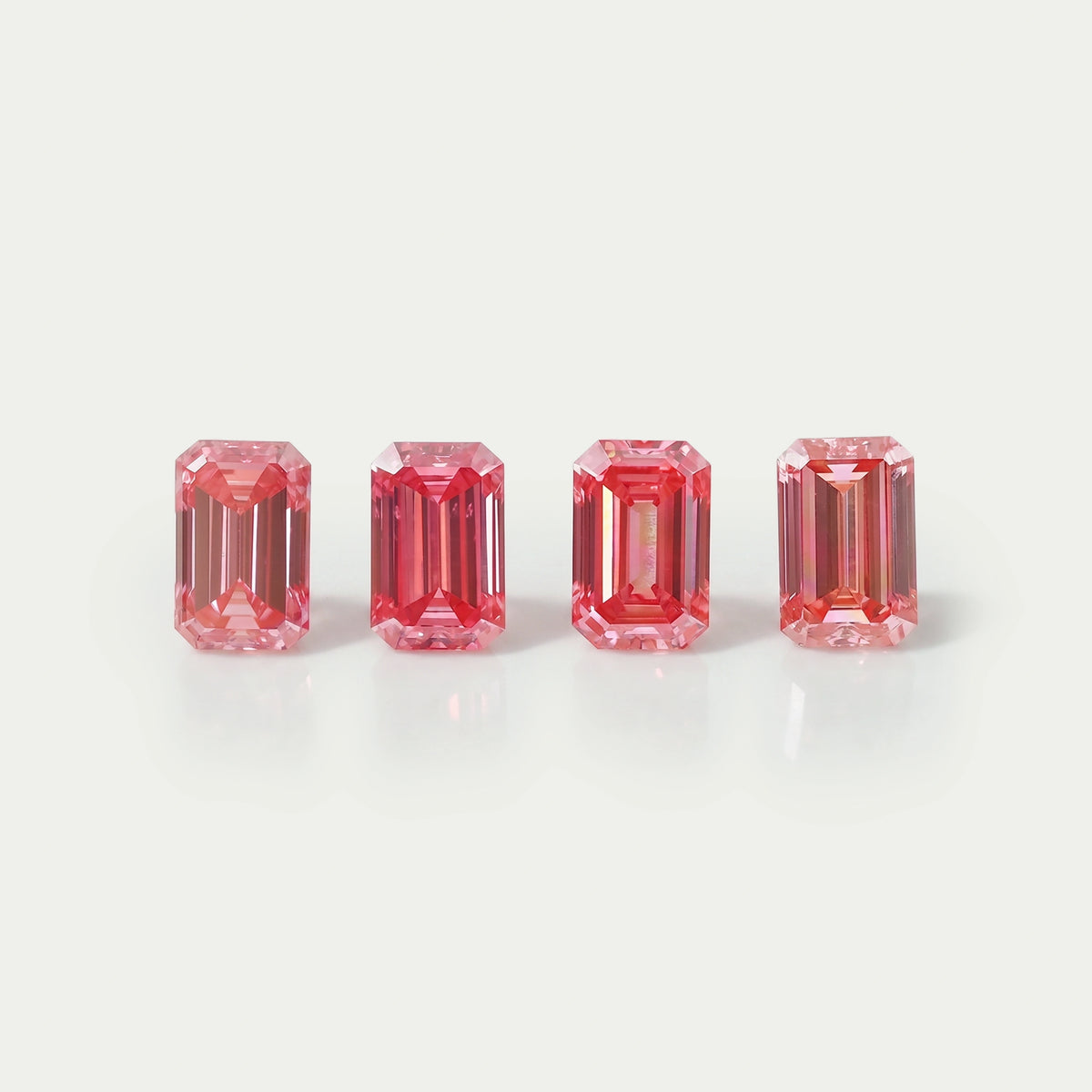 0.76 Carat Each Pink Emerald Cut Lab Grown Diamond Loose