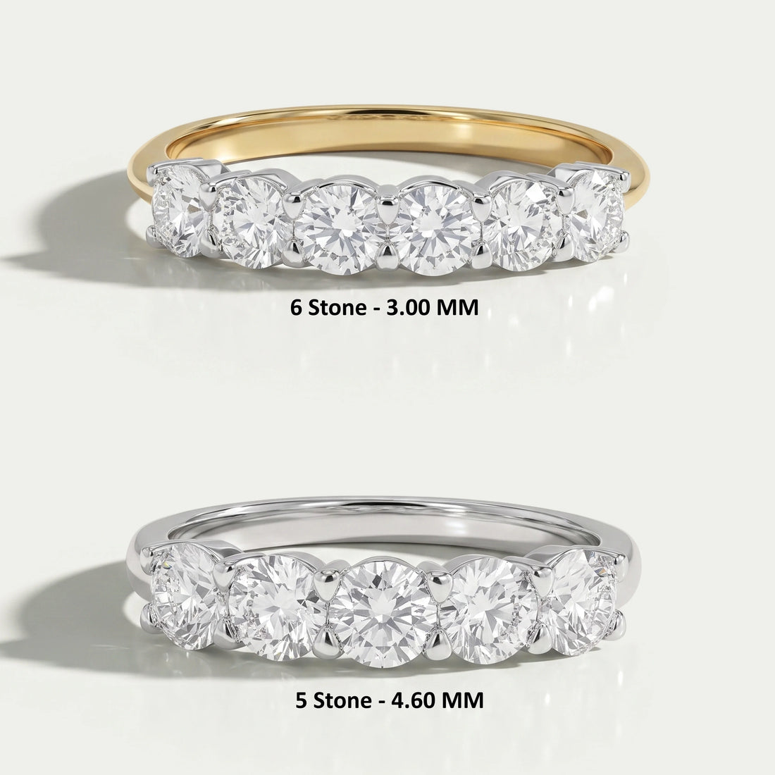 Five and Six Stone Round Cut Diamond Wedding Rings