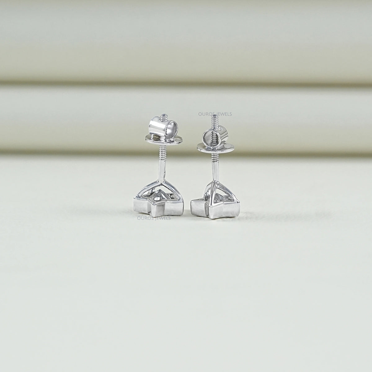 Bezel Set Star Cut Lab Diamond Stud Earring