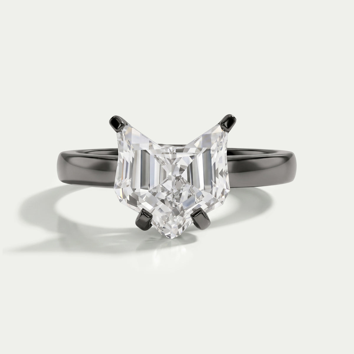 Antique Shape Cat Cut Lab Diamond Solitaire Ring Ring