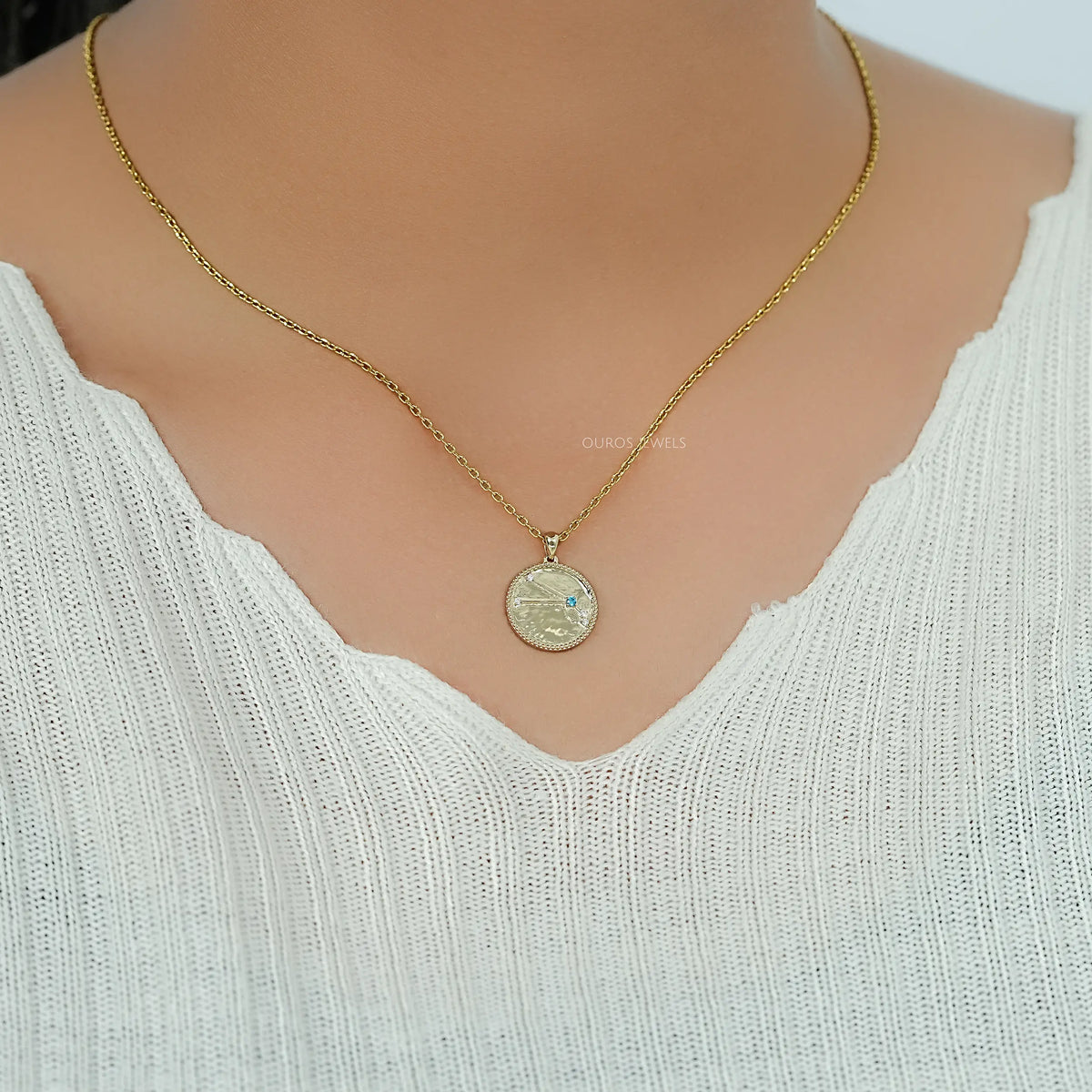 Aries Zodiac Blue Topaz Gemstone Pendant Necklaces