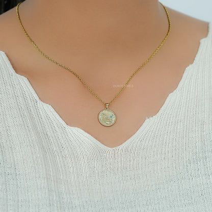 Aries Zodiac Blue Topaz Gemstone Pendant Necklaces