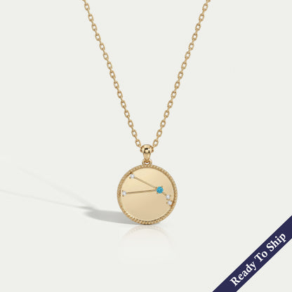 Aries Zodiac Blue Topaz Gemstone Pendant Necklaces