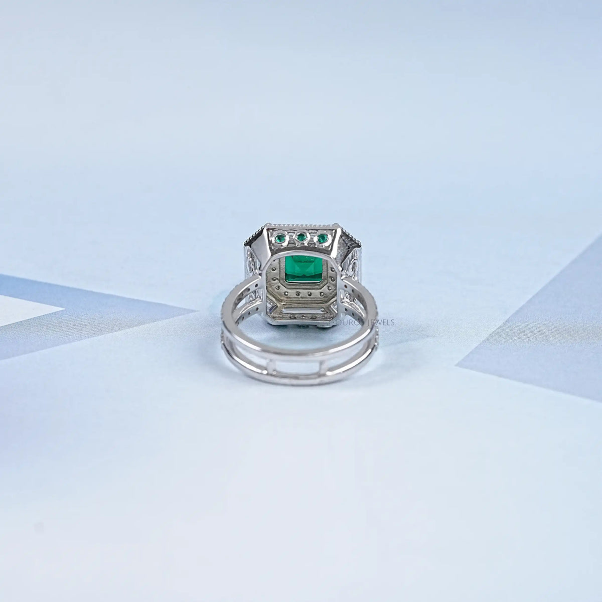 Asscher Shape Lab Gemstone Halo Anniversary Ring Ring