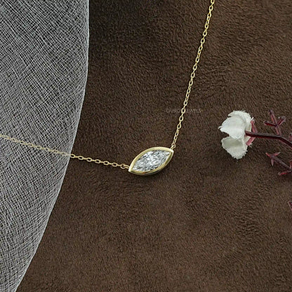 East West Marquise Diamond Solitaire Pendant Necklaces