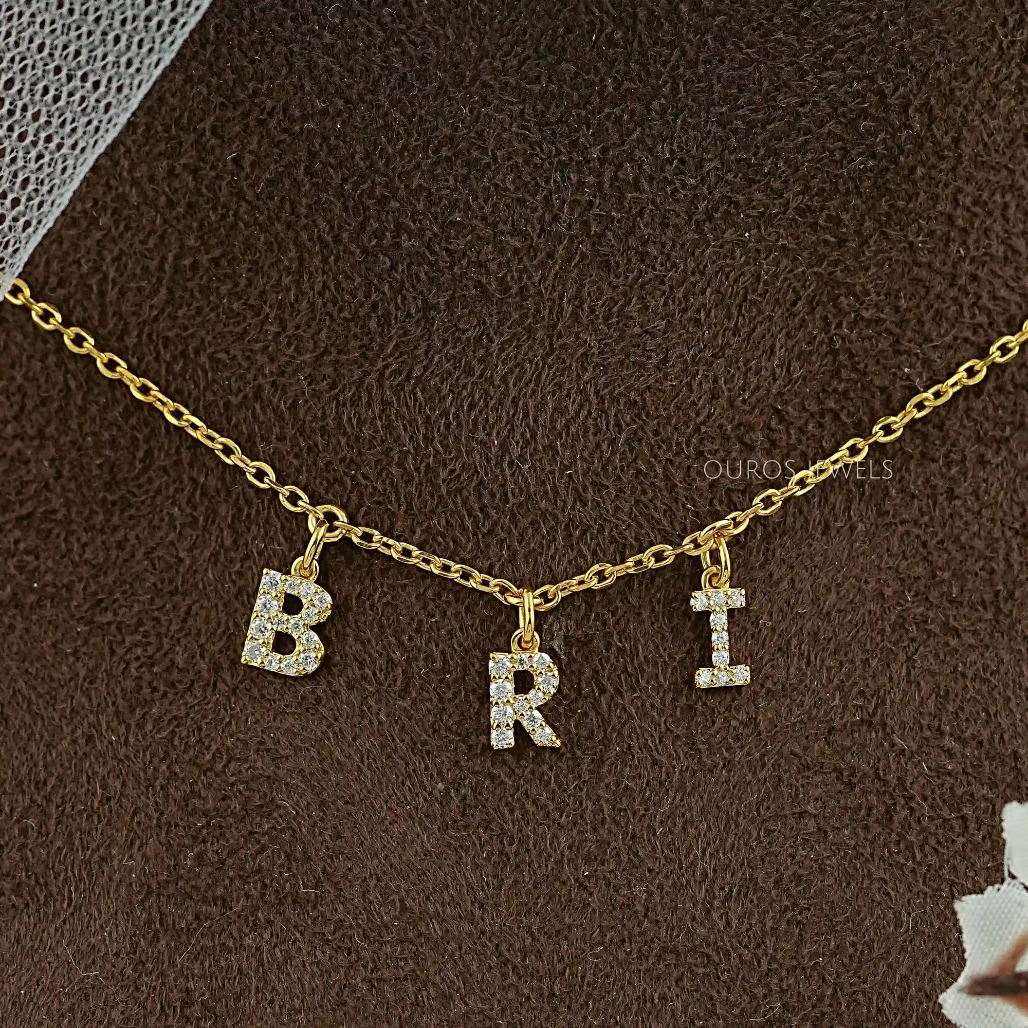 BRI Letter Customize Round Lab Pendant Necklaces