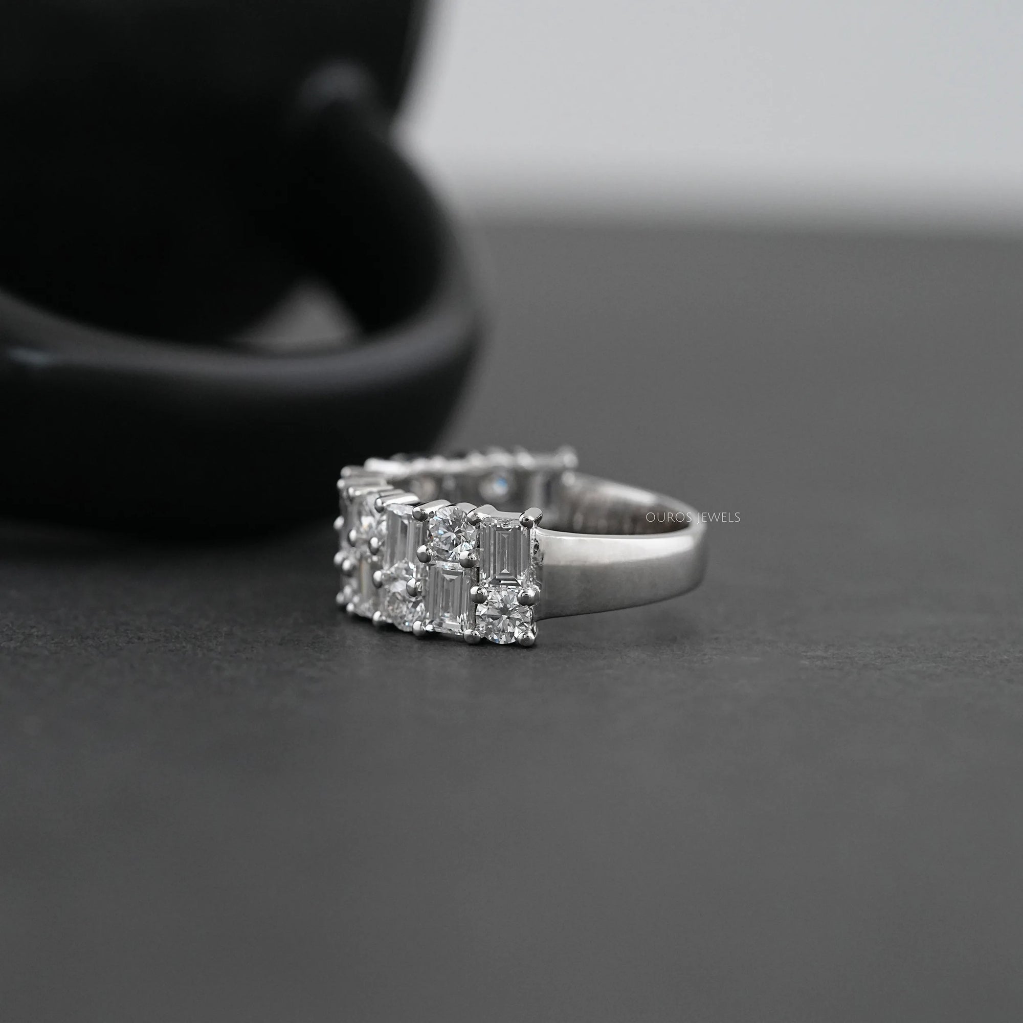 Baguette And Round Brilliant Cut Unisex Rings For Couples Ring