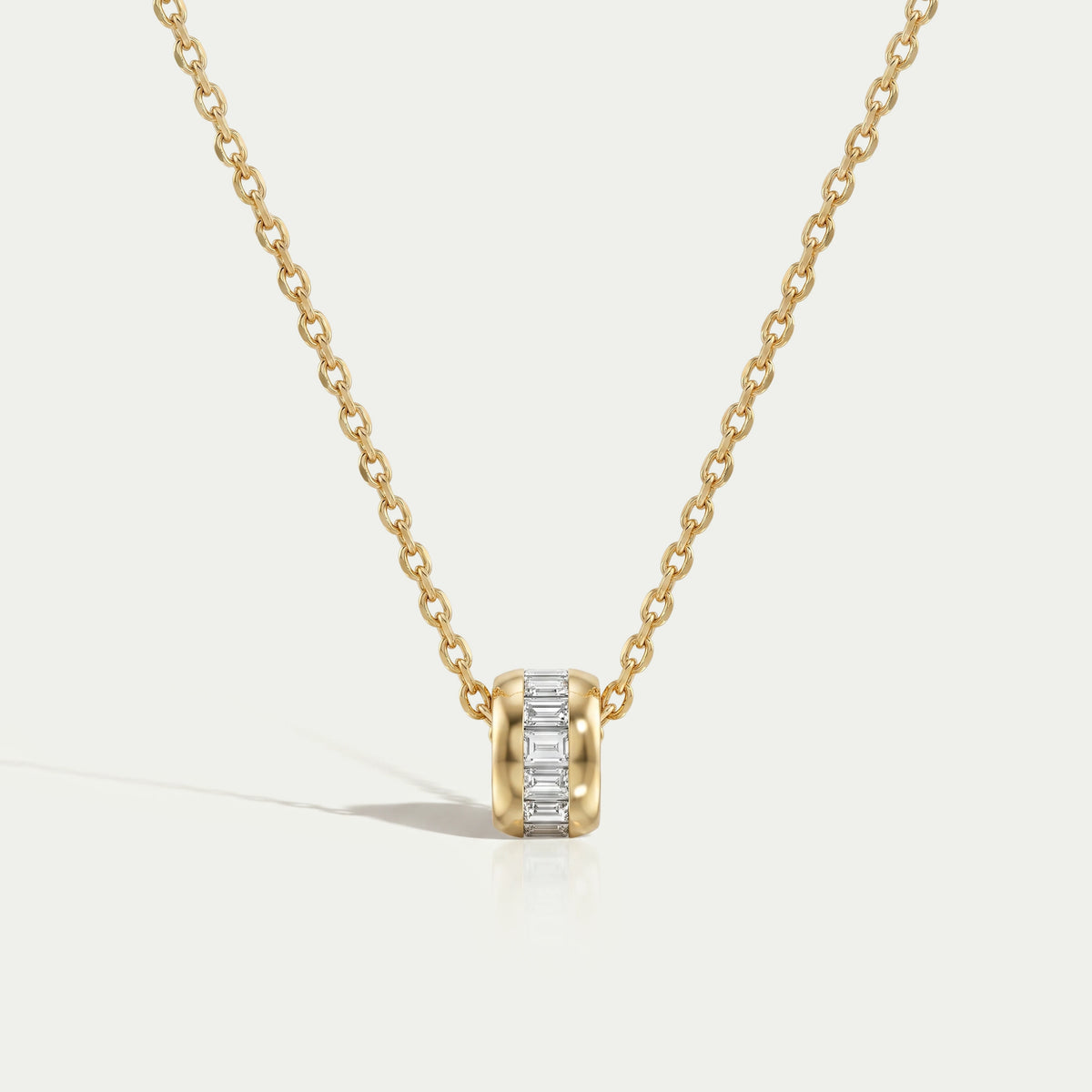 Baguette Lab Diamond Barrel Pendant Necklaces