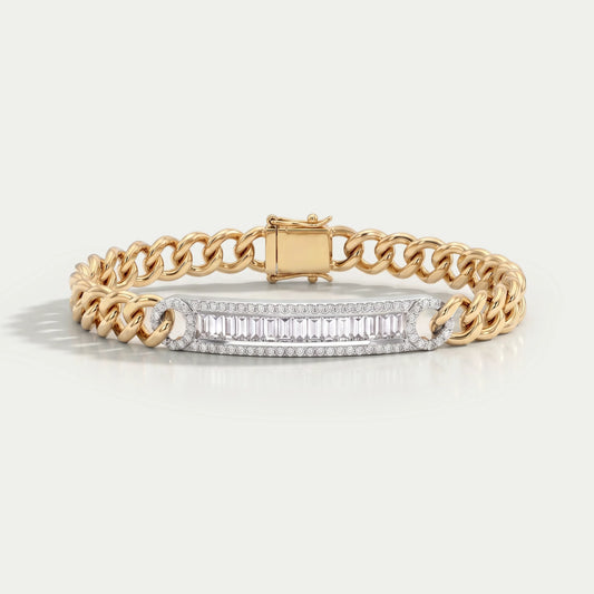Baguette Cut Diamond Curb Link Bracelet Bracelet