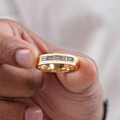 Men's Baguette Wedding Band -Channel Setting