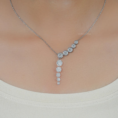 Round Lab Diamond Y - Lariat Necklace Necklaces
