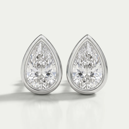 Bezel Set Pear Lab Diamond Stud Earrings Earrings