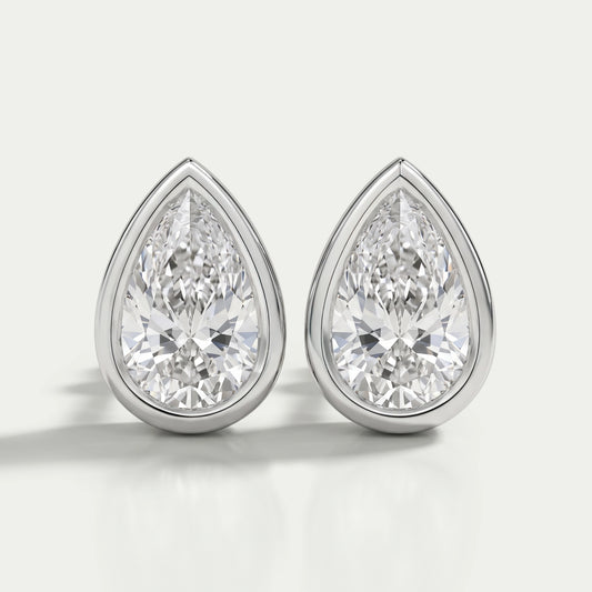 Bezel Set Pear Lab Diamond Stud Earrings Earrings