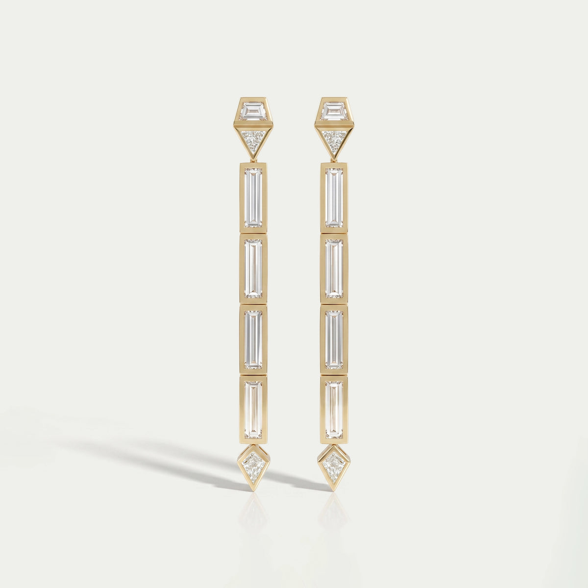 Multi Shape Lab Diamond Bezel Set Linear Drop Earrings Earrings