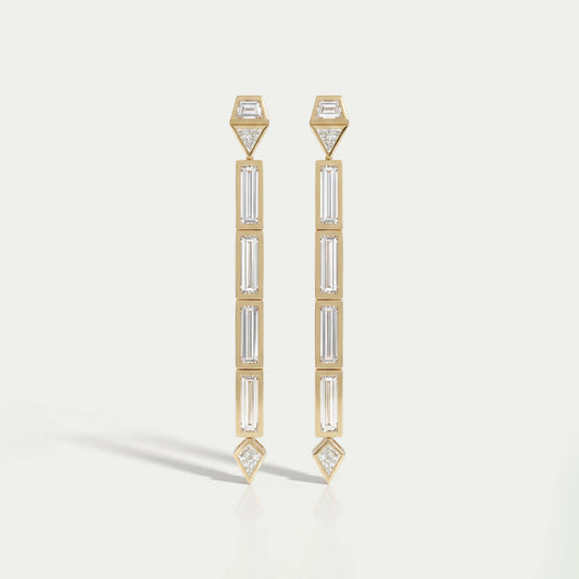 Multi Shape Lab Diamond Bezel Set Linear Drop Earrings Earrings