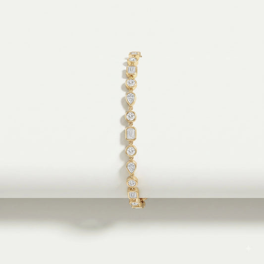 Multi Shape Bezel Set Tennis Bracelet