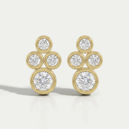 Round Diamond Bezel Set Stud Earrings Earring