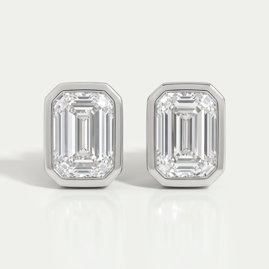 Emerald Diamond Bezel Set Stud Earrings Earrings