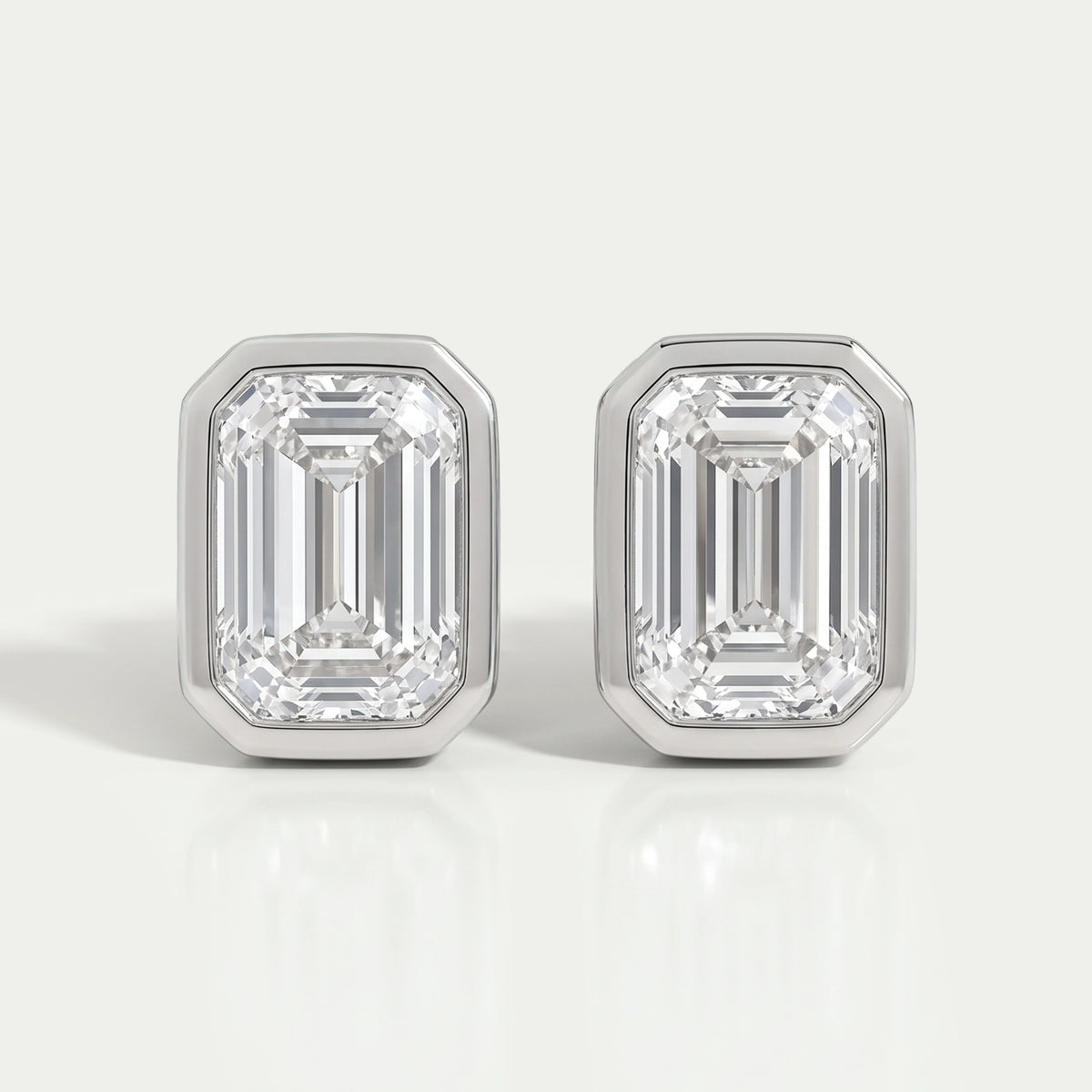Emerald Diamond Bezel Set Stud Earrings Earrings