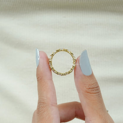 Tappered Baguette Diamond Zic Zac Bezel Set Eternity Band