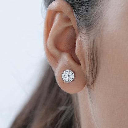 Round Lab Diamond Bezel Stud Earrings Earrings