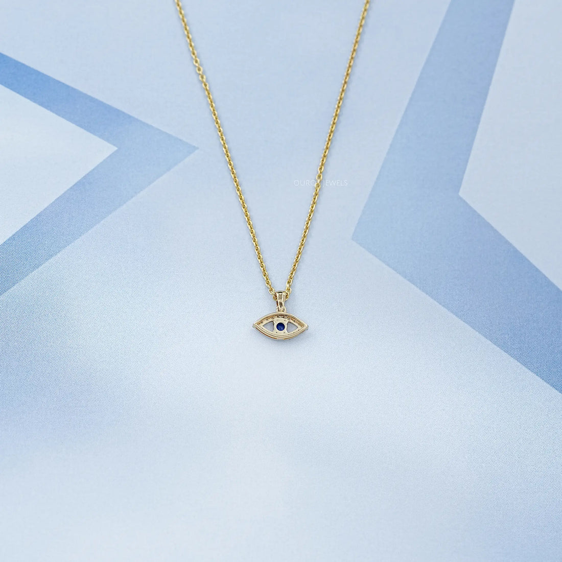 Birth Stone Evil Eye Lab Diamond Pendant Necklaces