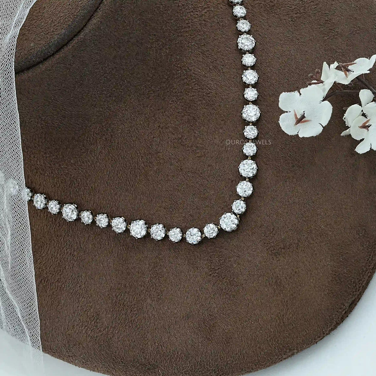 OEC Round Lab Diamond Tennis Necklace